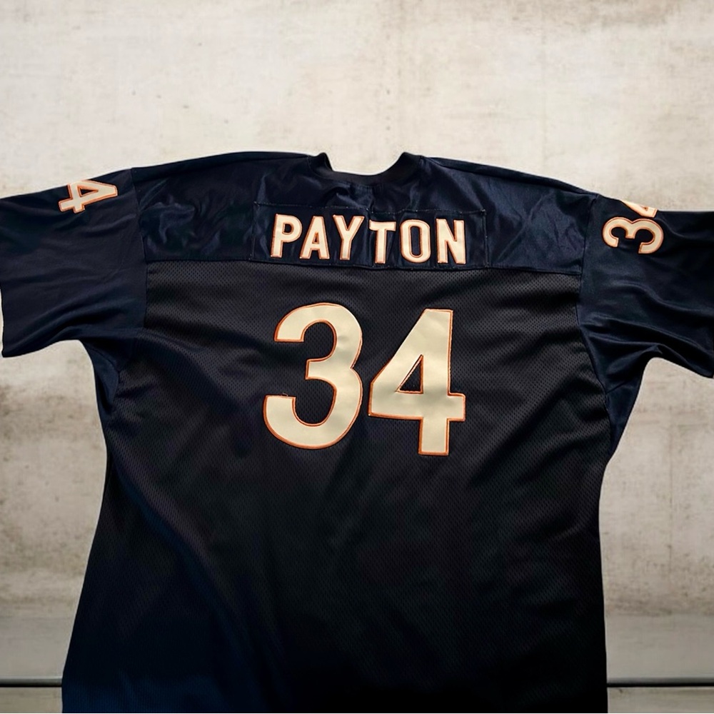 Mitchell & Ness Black Football Jersey with Orange Trim - Payton #34